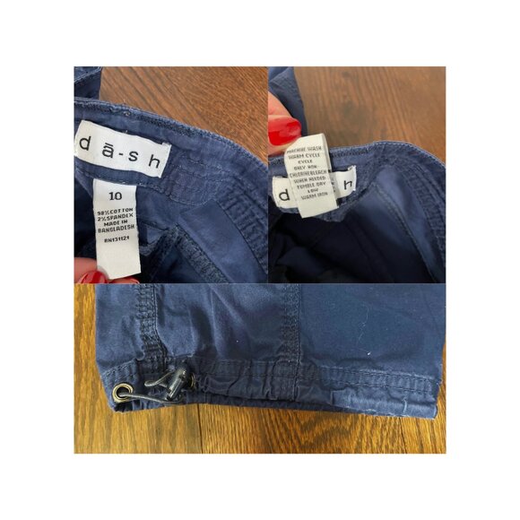 Women’s Size 10 Dash Navy Blue Stretch Cotton Cargo Capri Cropped Pants 👖💙 - Picture 2 of 4